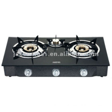Glass Top Triple Burner tabel gas stove, gas cooker